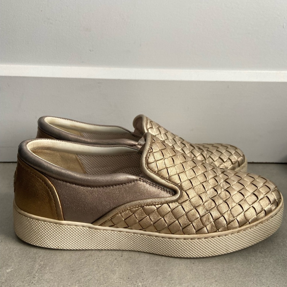 Bottega Veneta Gold Women Slip-On Sneakers ✨